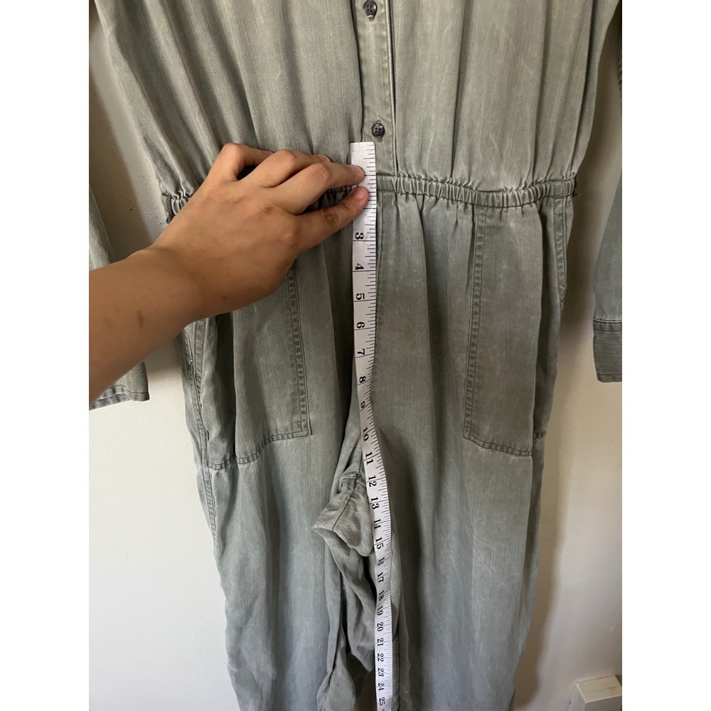 Old Navy Womens Green Long Sleeve Button Front Elastic Waist Utility Jumpsuit S - Picture 8 of 11